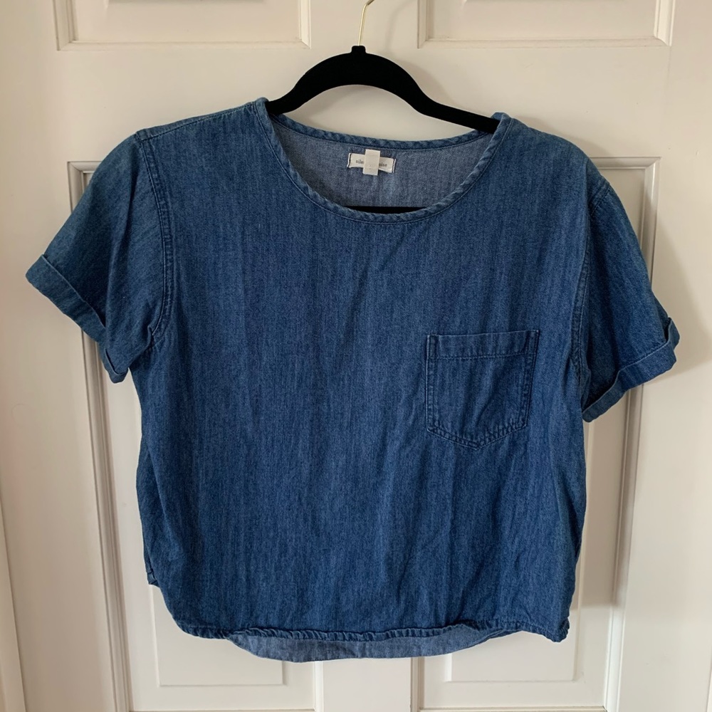 Silence and Noise Denim Cropped Shirt